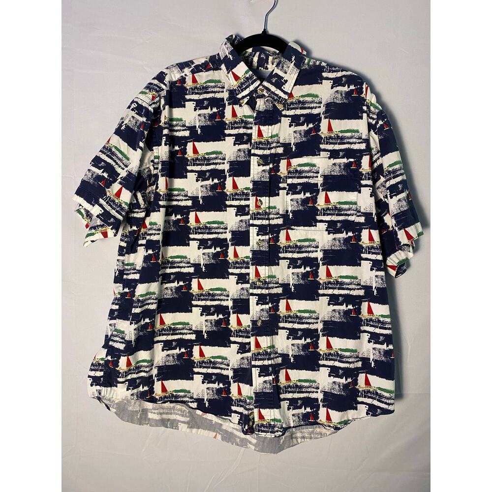 Trader Bay Sailboat Allover print Button Down Shi… - image 1